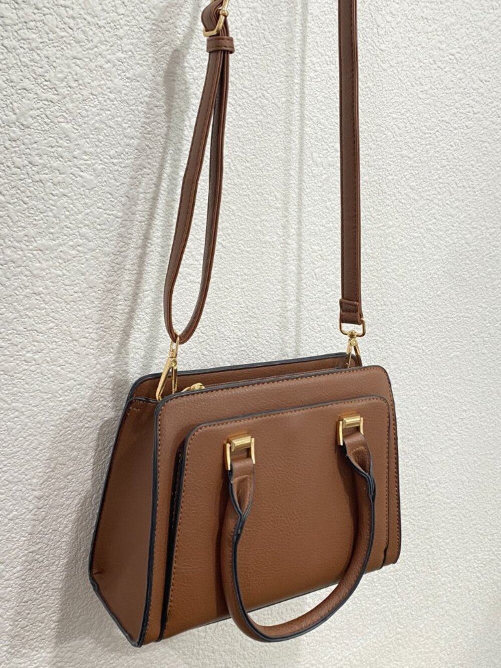 Anne Klein Cognac Satchel - Includes 2 Straps! Monogram & Matching Leather - Picture 6 of 14
